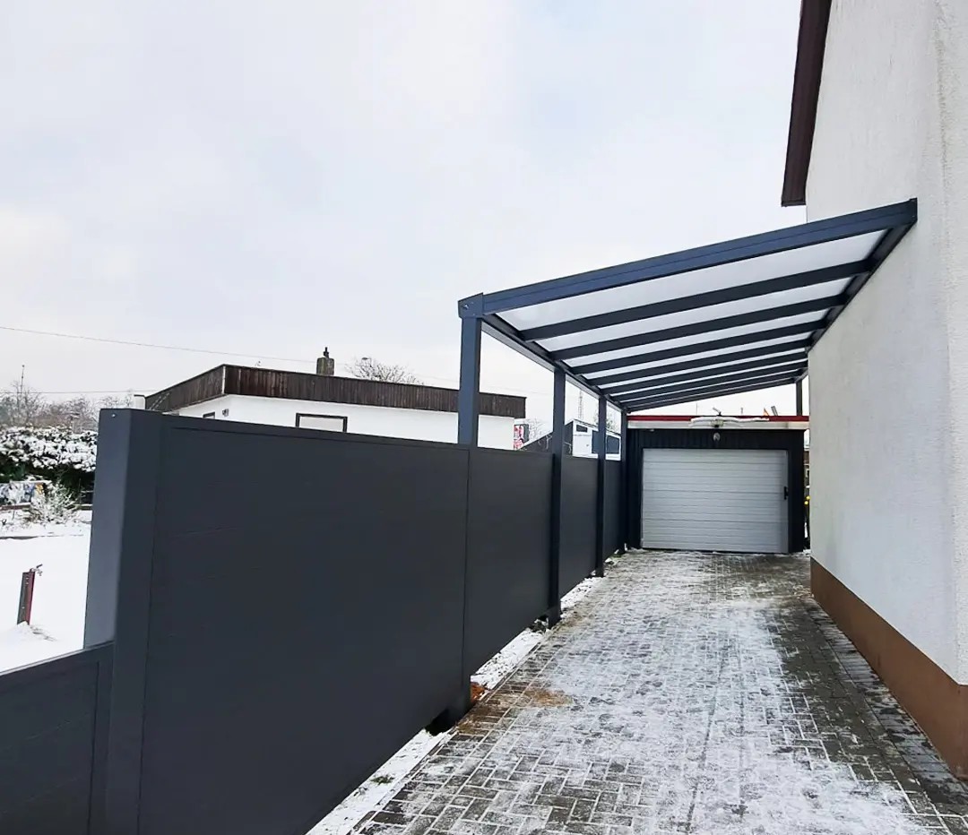 Aluminium-Carport mit Sichtschutz Anthrazit
