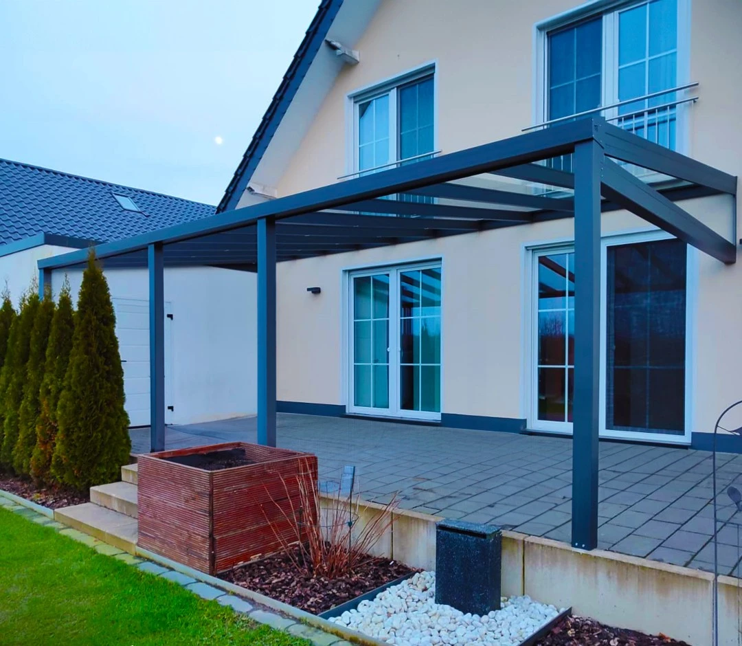 Aluminium-Terrassenüberdachung Glas Anthrazit in Hilden