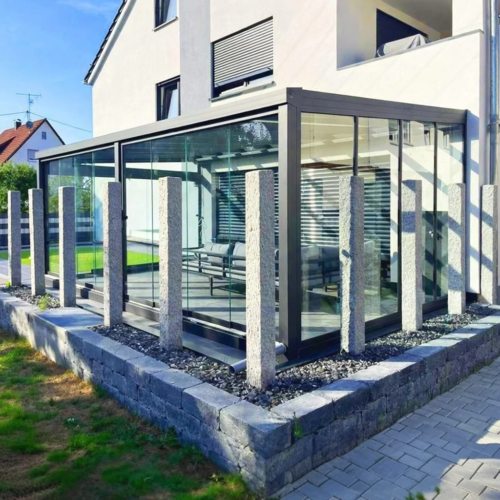 Kaltwintergarten in Aluminium und Glas – Ecklösung, realisiertes Projekt in Köln