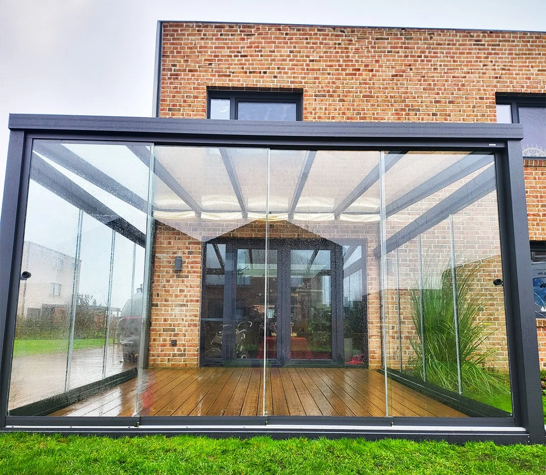 Kaltwintergarten Glasschiebewände Regenschutz in Leichlingen