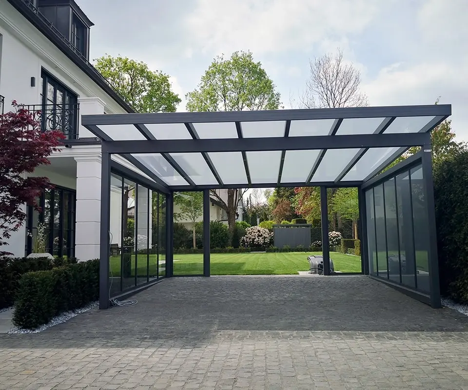 Terrassenüberdachung Glas Aluminium Villa Düsseldorf